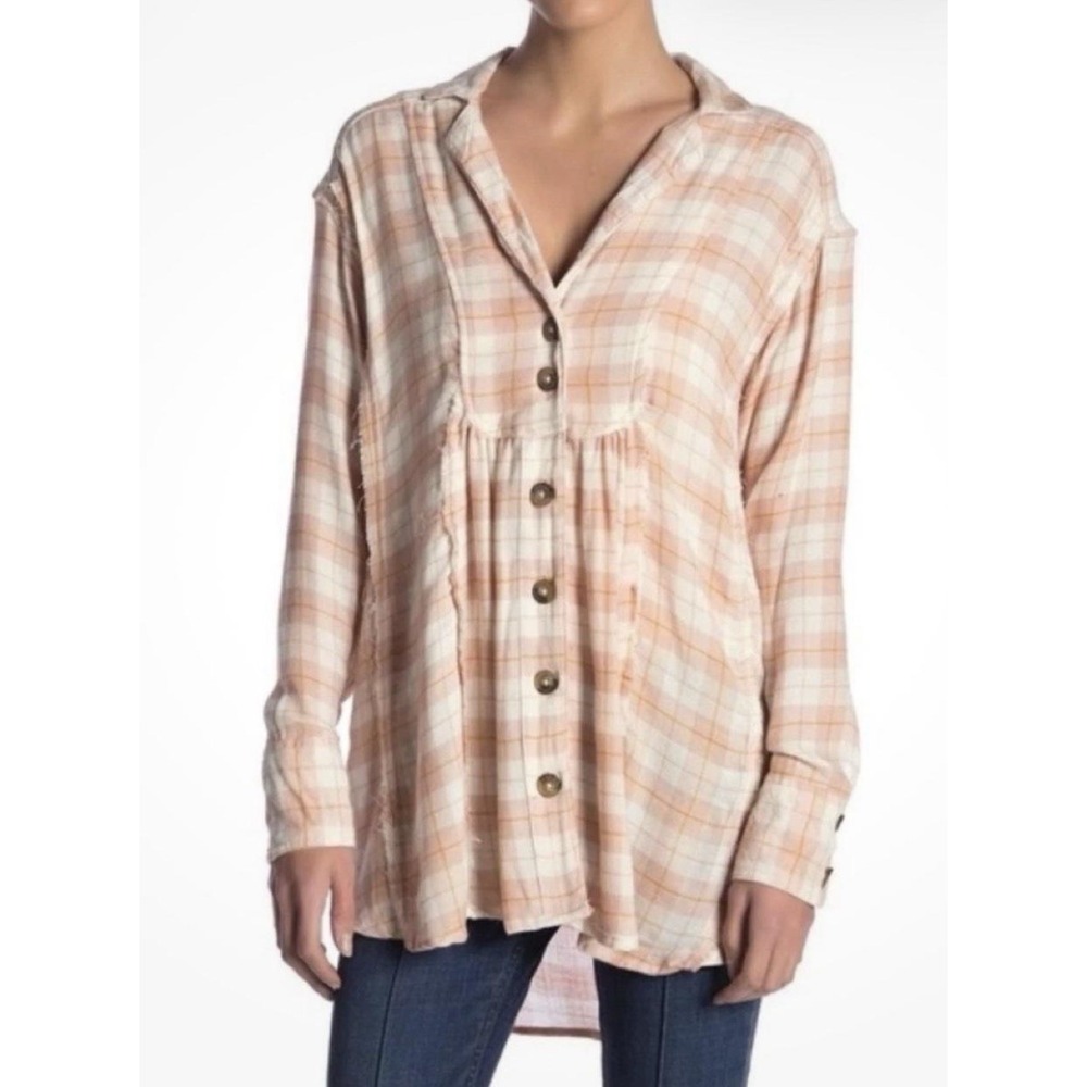 Free People All About The Feels Button  Tunic Rose Combo Size Medium Wool Blend